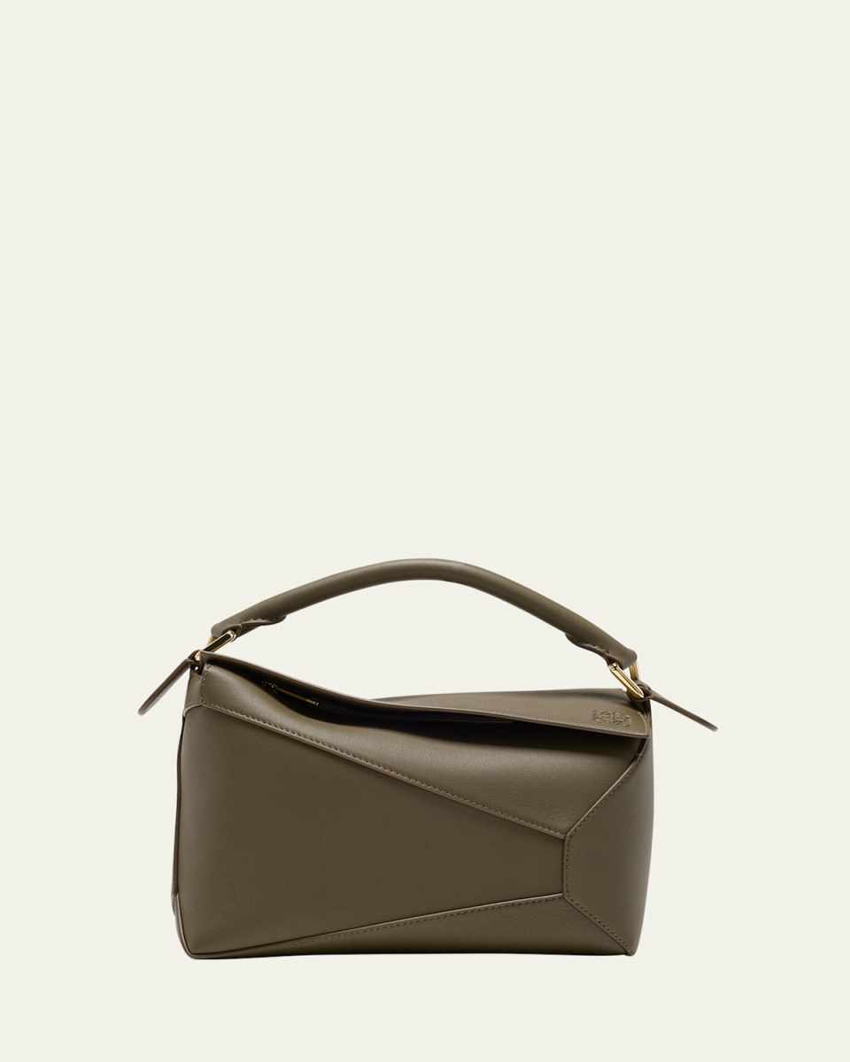 Puzzle Edge Small Top-Handle Bag in Leather